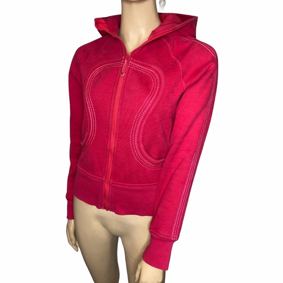 Lululemon Women’s Vintage Scuba Sweater Zippered Hooded Jacket Top Pink - Picture 2 of 7